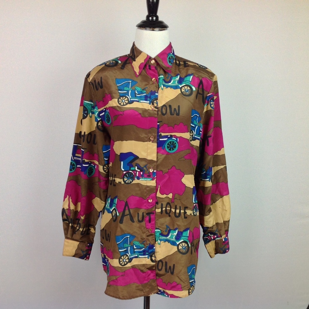 Vintage Loubella Satin Top Womens 8 Antique Cars